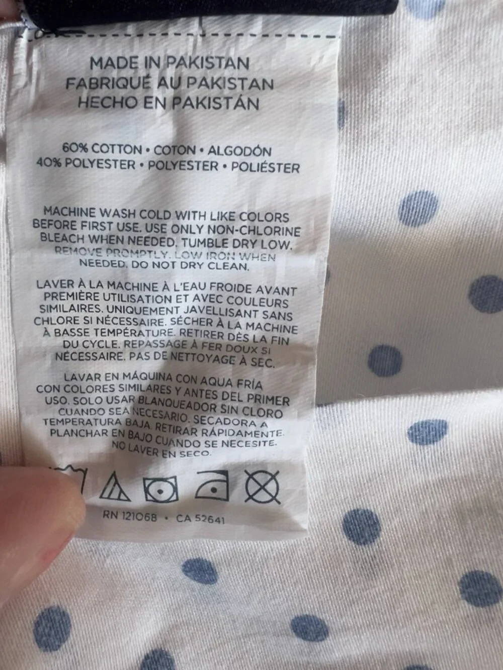 Tommy Hilfiger TWIN Flat Sheet White Blue Dots Cotton Blend Cottage Bedding NICE